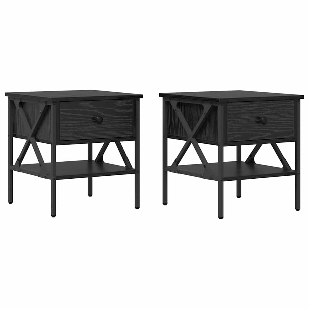 Nachttisch 2 stk. Schwarz Eichen-Optik 40 x 42 x 45 cm