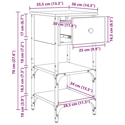 Nachttisch mit Schubladen Braun 33,5 x 36 x 70 cm Holzwerkstoff