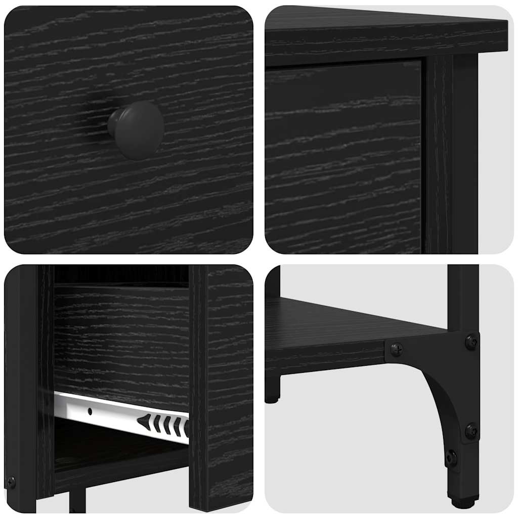 Nachttisch 2 stk. Schwarz Eichen-Optik 33,5 x 36 x 70 cm