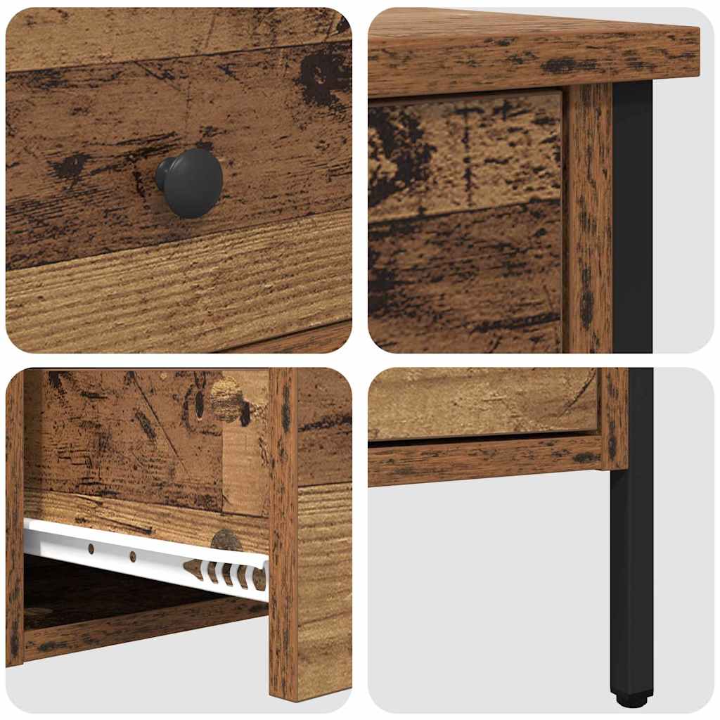 Nachttisch Altholz 40 x 42 x 50 cm Schichtholz und Metall