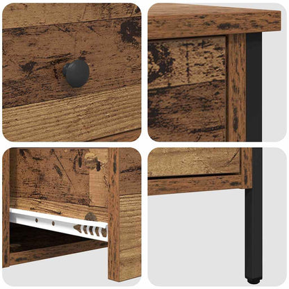 Nachttisch Altholz 40 x 42 x 50 cm Schichtholz und Metall