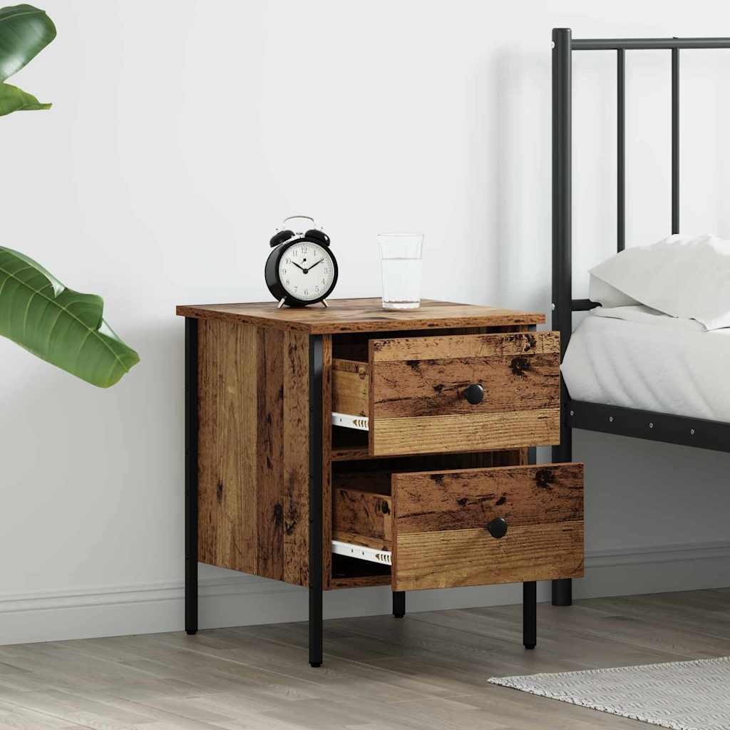 Nachttisch Altholz 40 x 42 x 50 cm Schichtholz und Metall