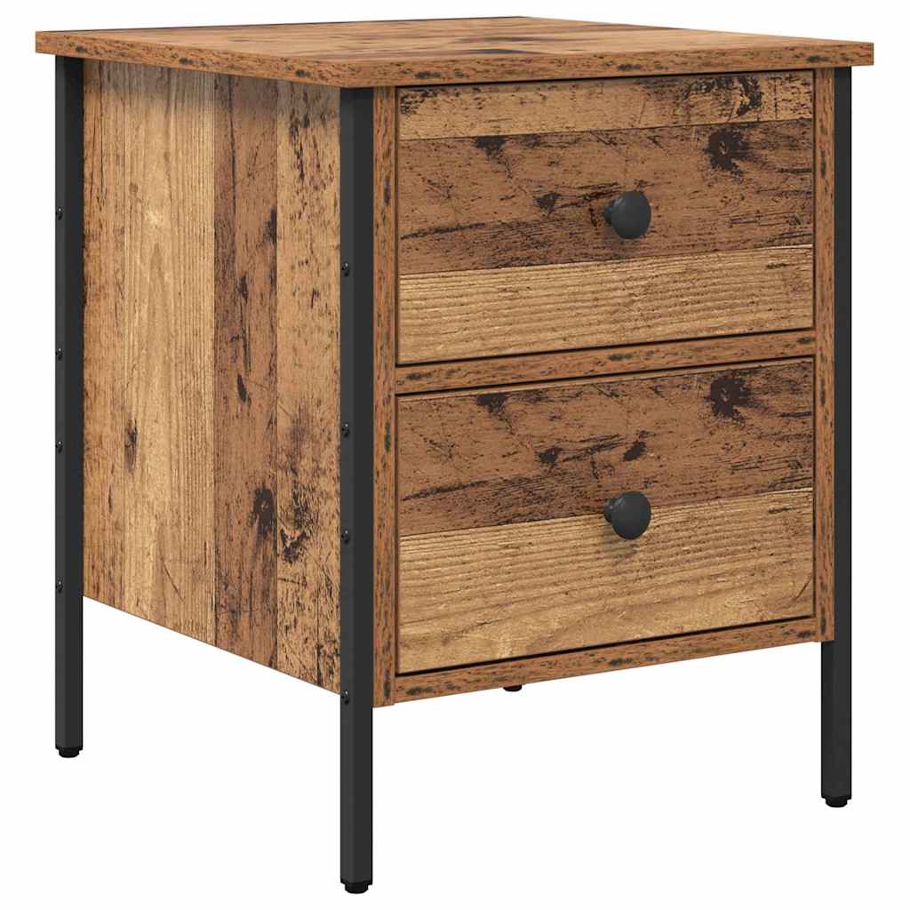 Nachttisch Altholz 40 x 42 x 50 cm Schichtholz und Metall
