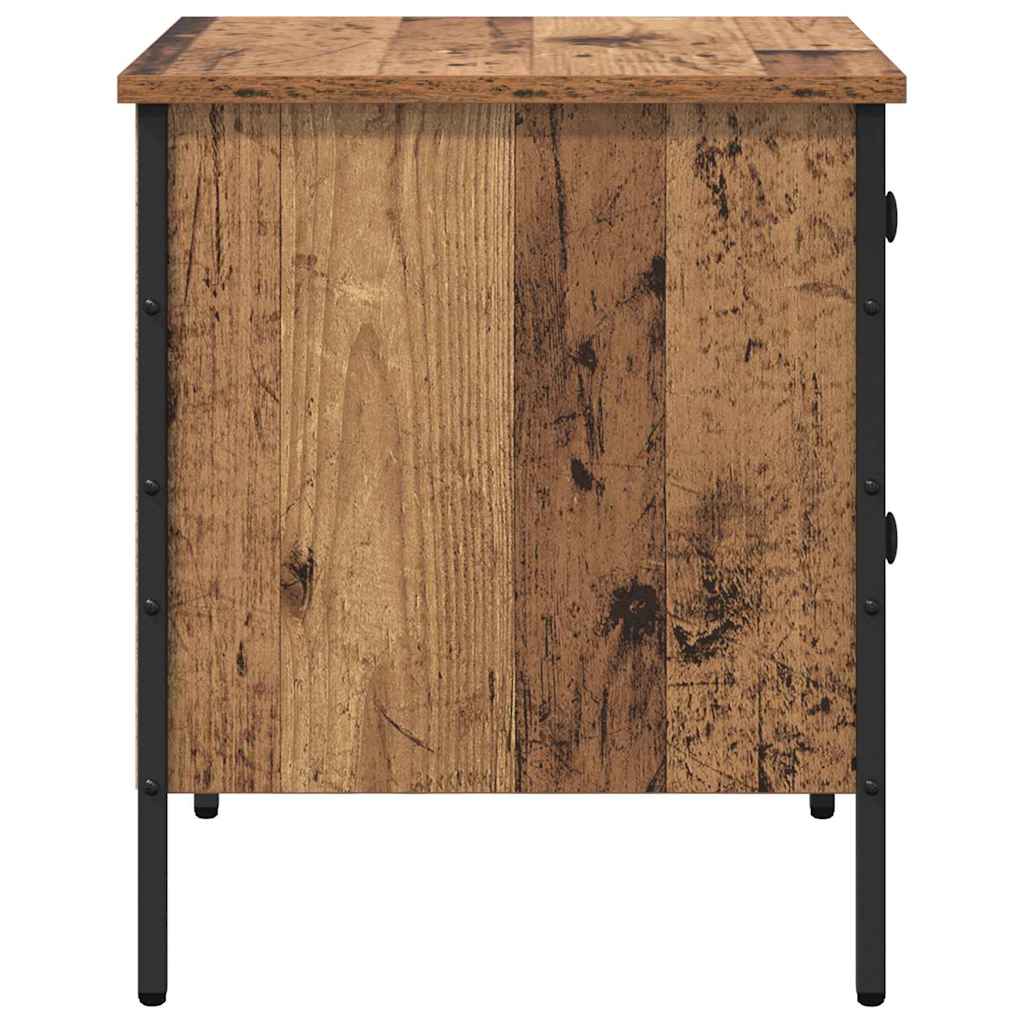 Nachttisch Altholz 40 x 42 x 50 cm Schichtholz und Metall