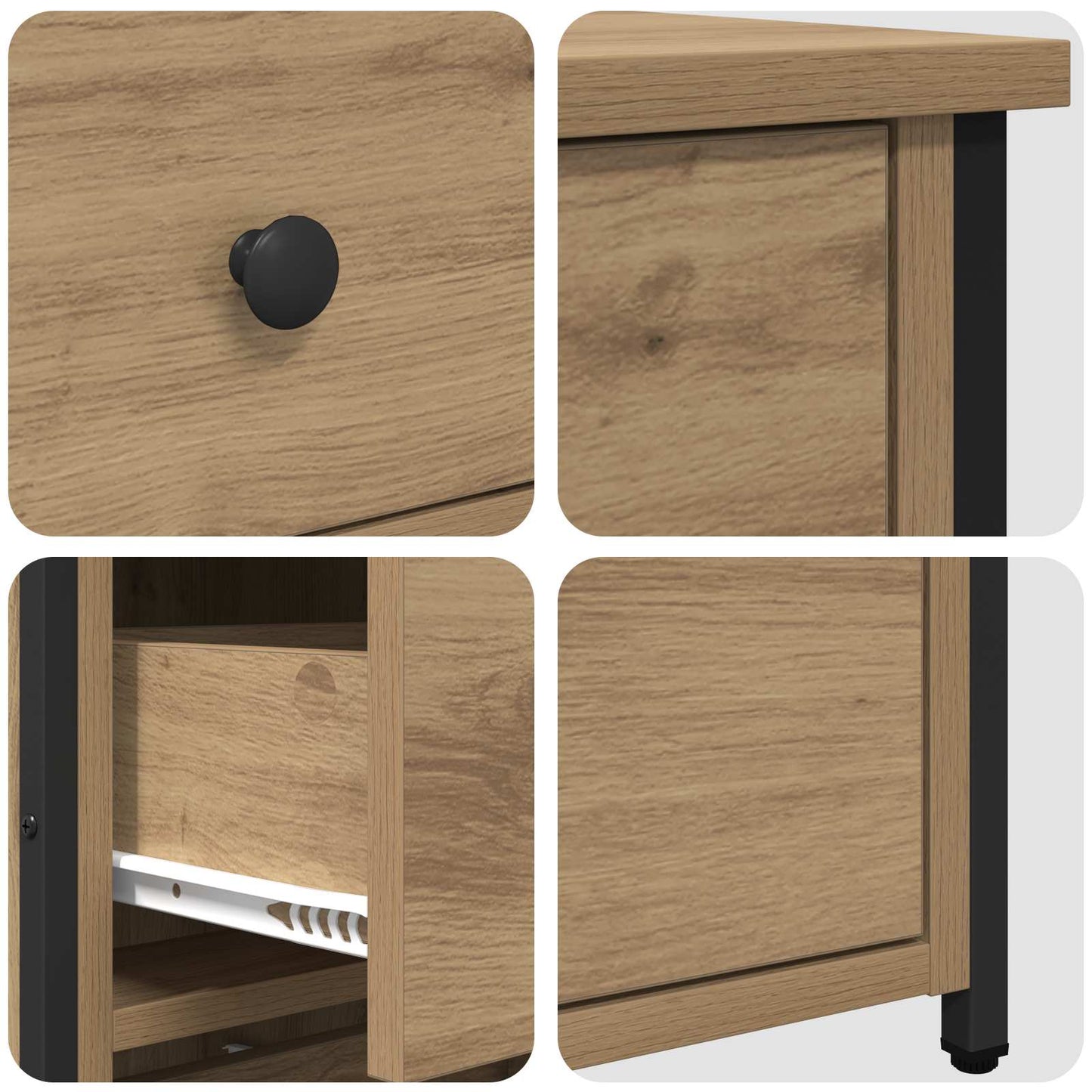 Nachttisch Braun 40 x 36 x 60 cm Massives upgecyceltes Holz