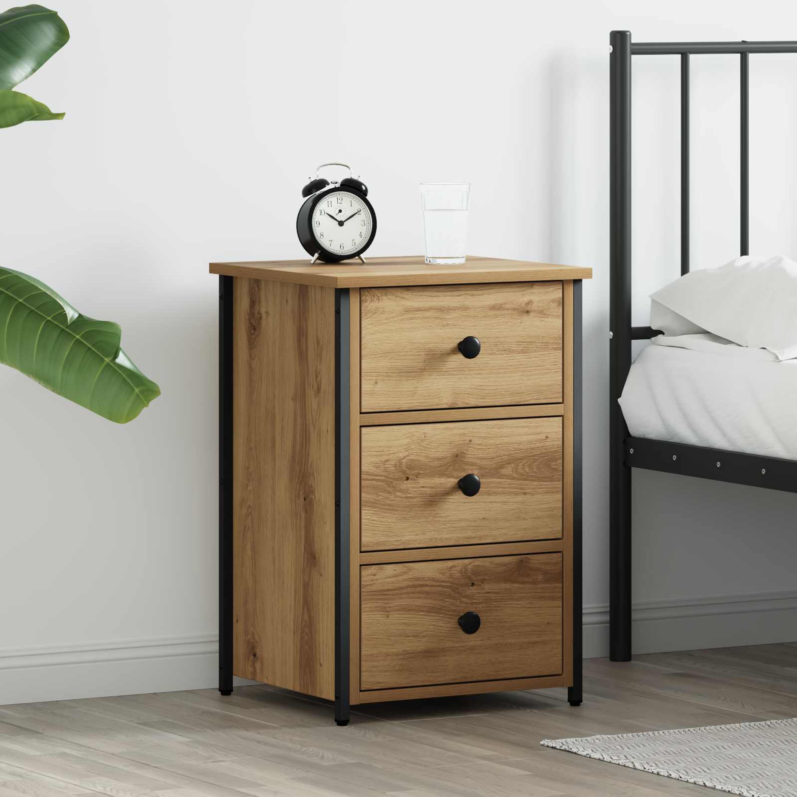 Nachttisch Braun 40 x 36 x 60 cm Massives upgecyceltes Holz