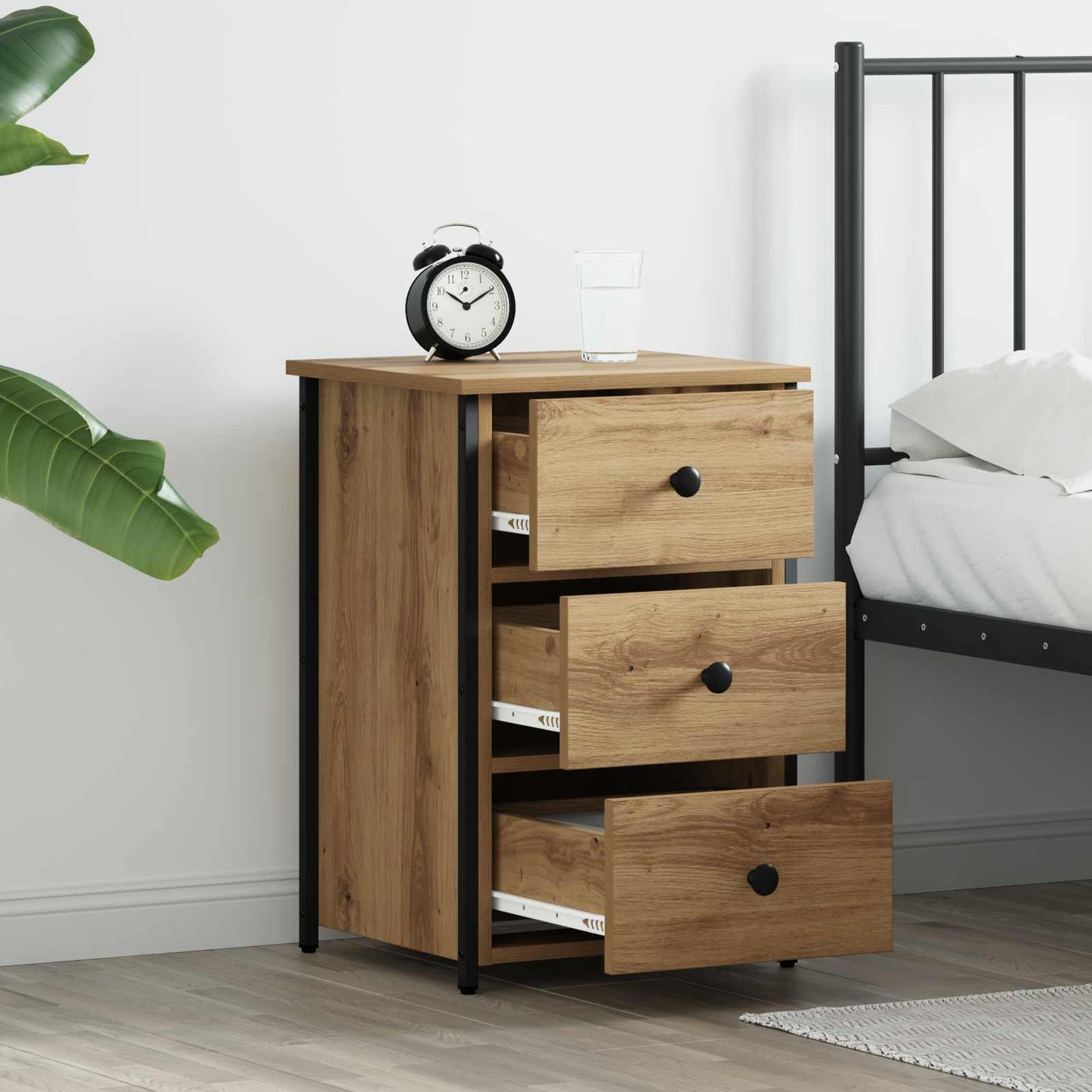 Nachttisch Braun 40 x 36 x 60 cm Massives upgecyceltes Holz
