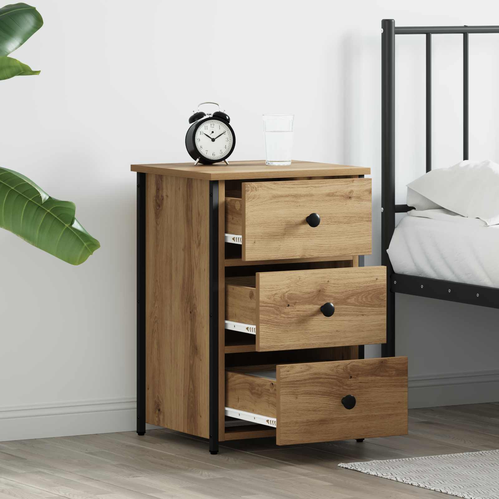 Nachttisch Braun 40 x 36 x 60 cm Massives upgecyceltes Holz