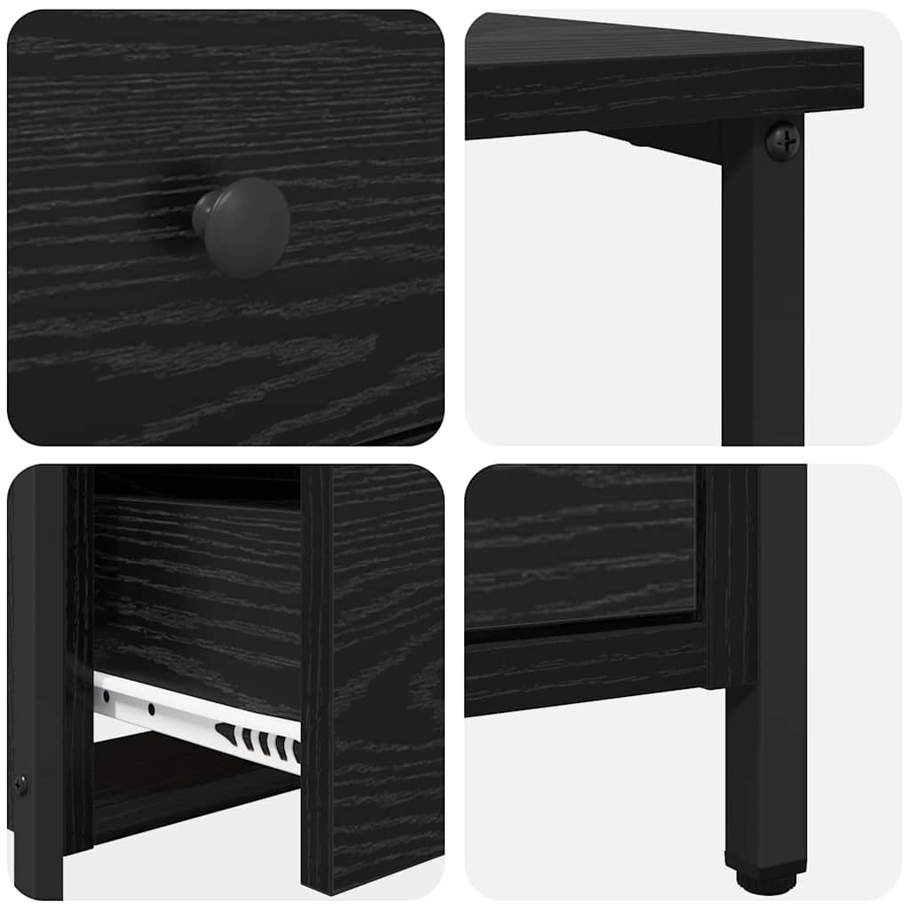 Nachttisch Schwarz Eichen-Optik 30 x 60 x 60 cm Holzwerkstoff