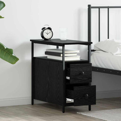 Nachttisch 2 stk. Schwarz Eichen-Optik 30 x 60 x 60 cm
