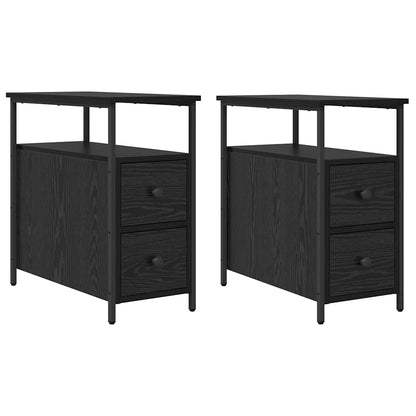 Nachttisch 2 stk. Schwarz Eichen-Optik 30 x 60 x 60 cm