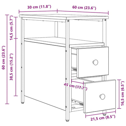 Nachttisch 2 stk. Schwarz Eichen-Optik 30 x 60 x 60 cm