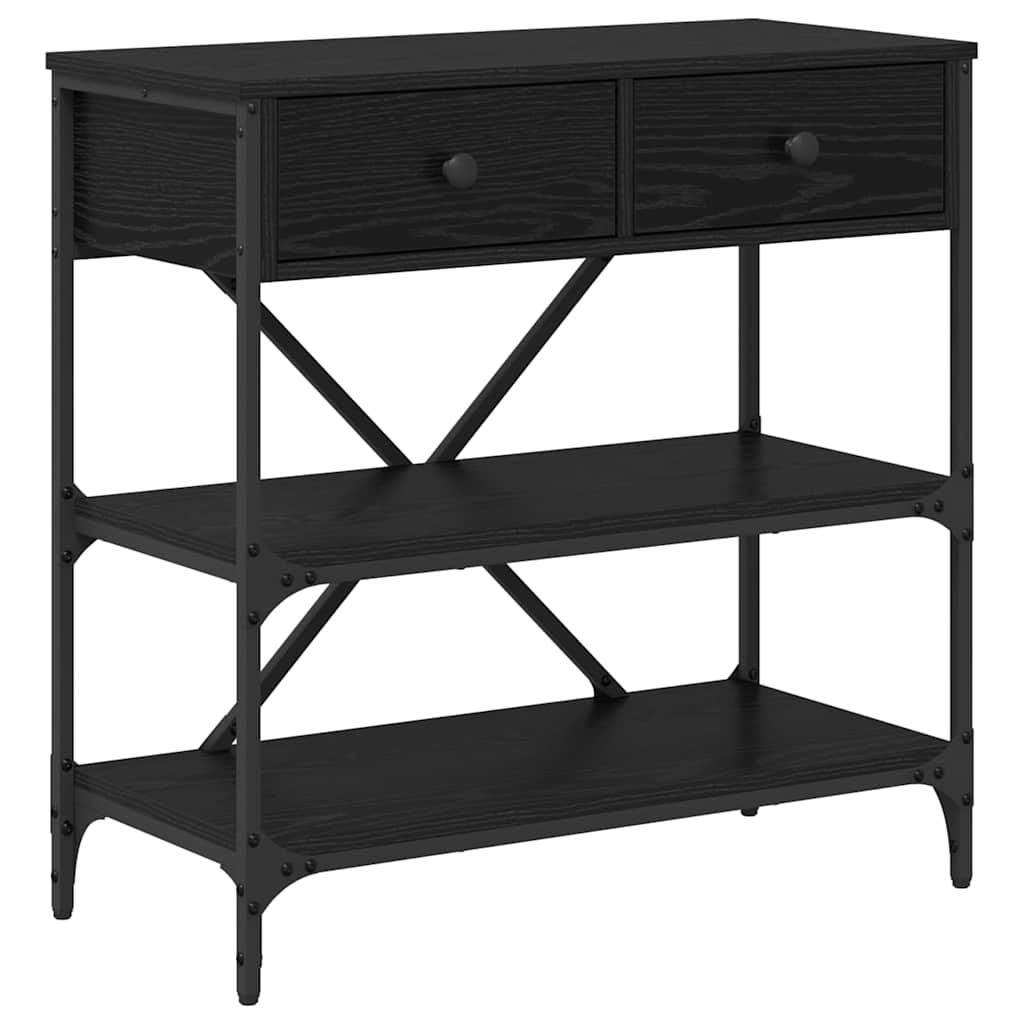 Konsolentisch mit Schubladen mit Regal Schwarz Eichen-Optik