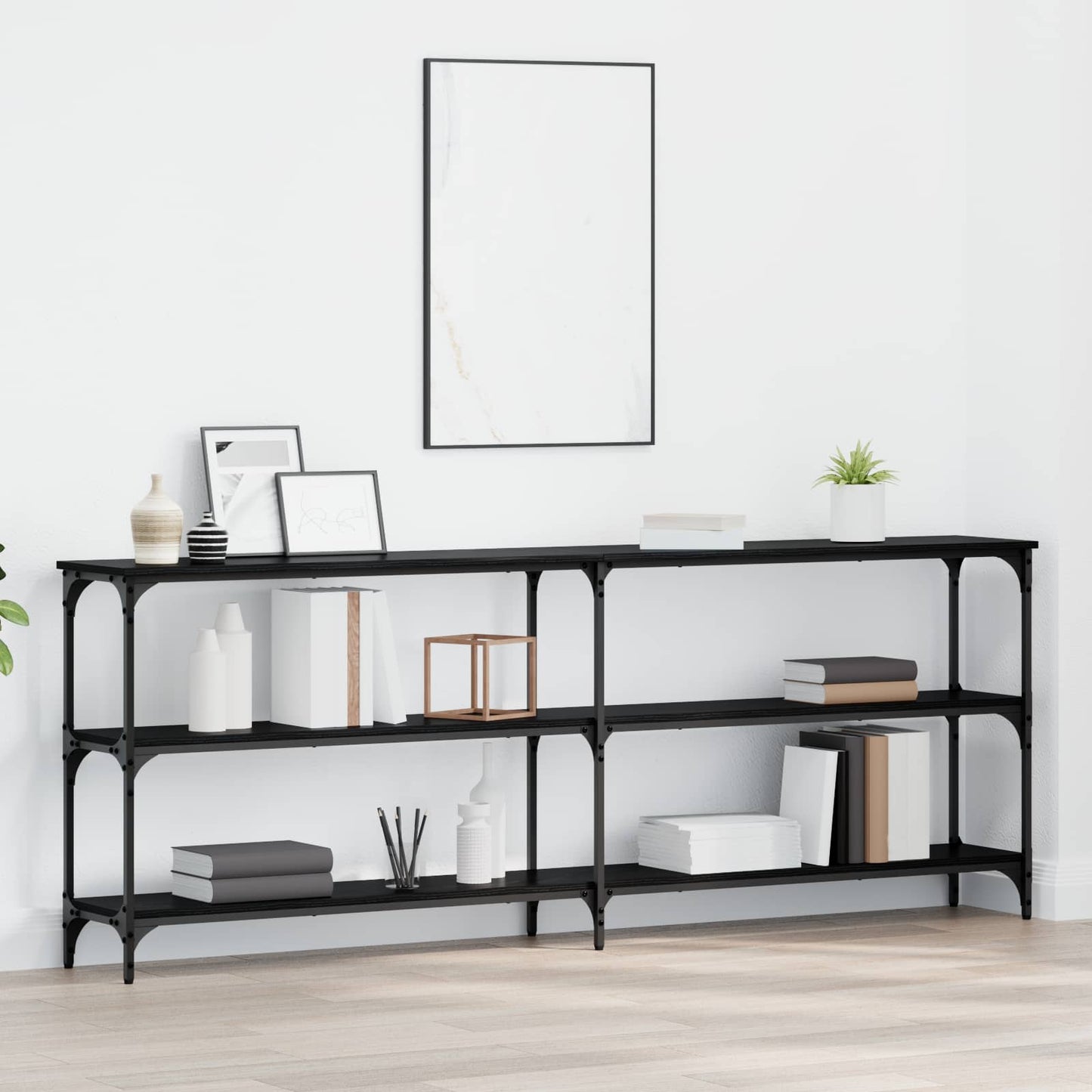 Konsolentisch Schwarz Eichen-Optik 200 x 29 x 75 cm