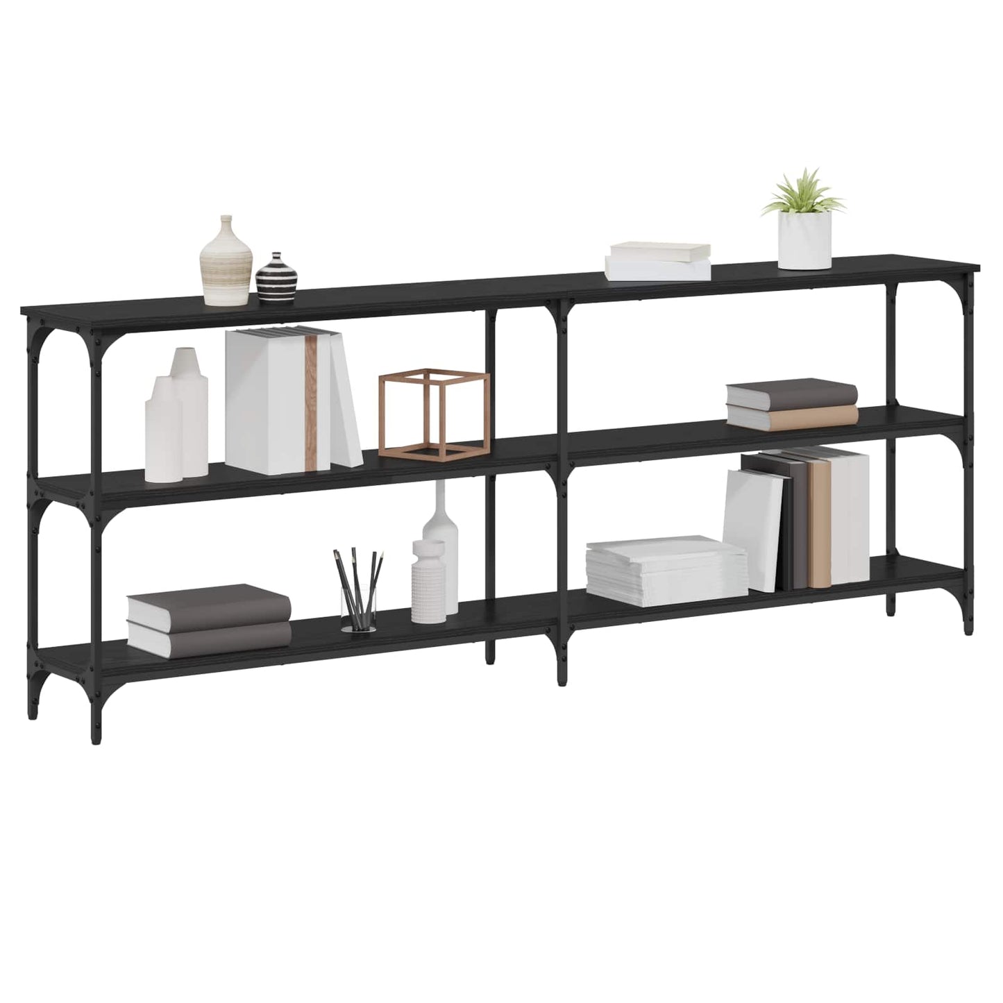 Konsolentisch Schwarz Eichen-Optik 200 x 29 x 75 cm
