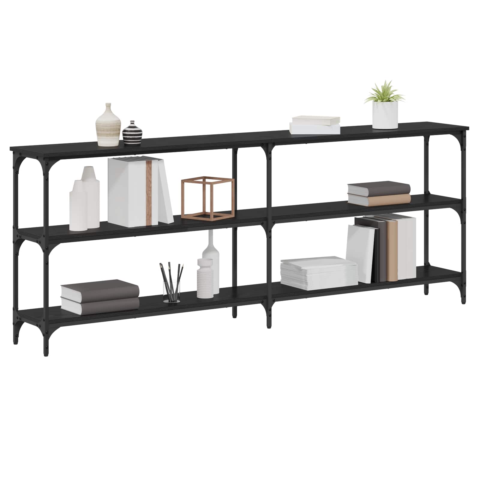 Konsolentisch Schwarz Eichen-Optik 200 x 29 x 75 cm
