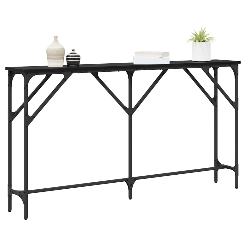 Konsolentisch Schwarz Eichen-Optik 140 x 23 x 75 cm