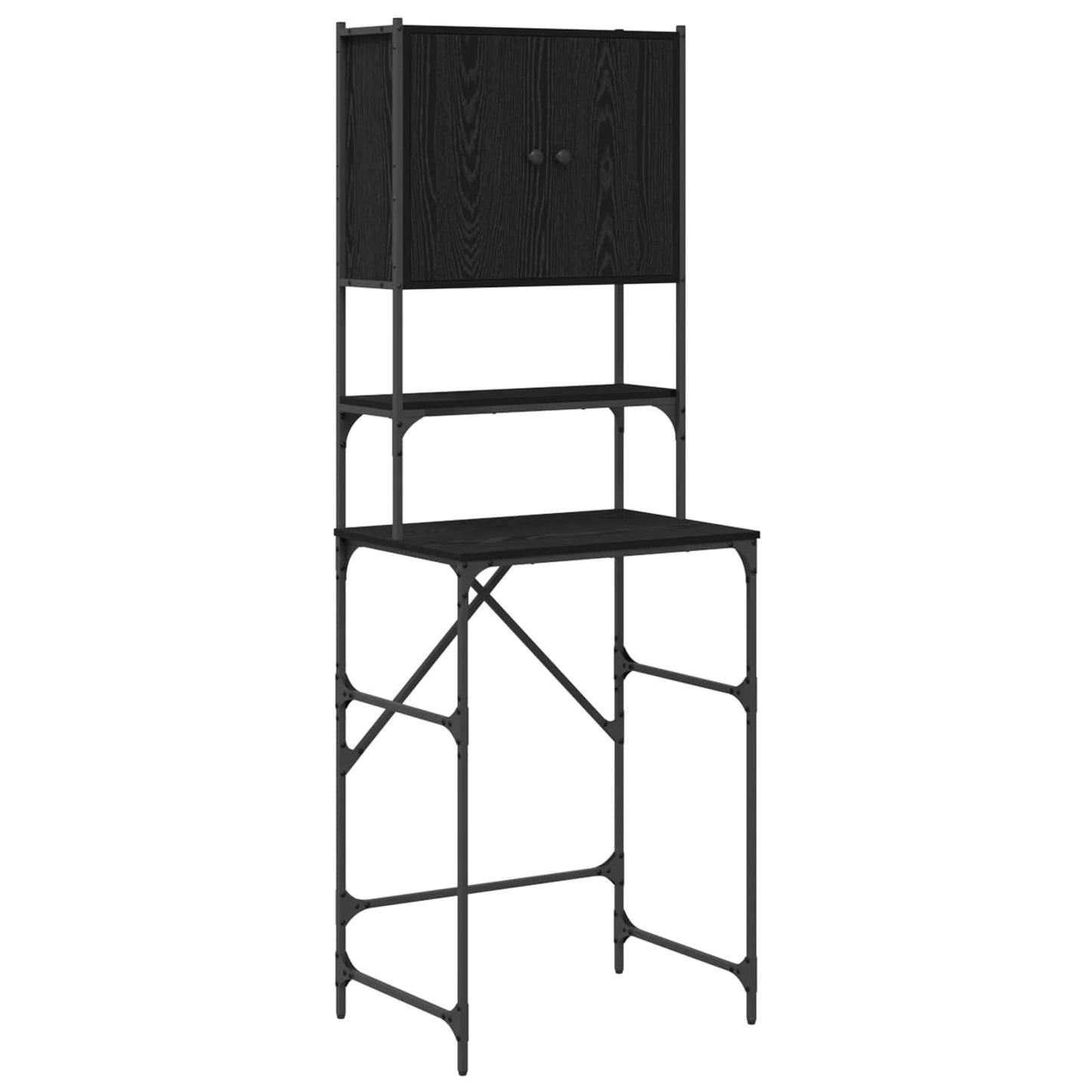 Waschmaschinen-Schrank Schwarz 0ak 68 x 48,5 x 194 cm