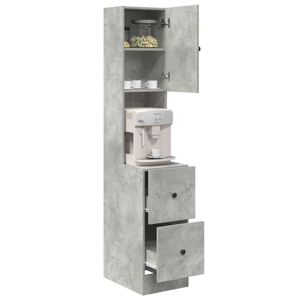 Küchenschrank mit Regal Grau 35 x 50 x 180 cm Holzwerkstoff