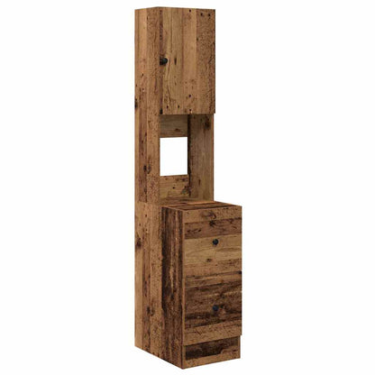 Küchenbuffet mit Schubladen mit Regal Altholz 32 x 50 x 180 cm