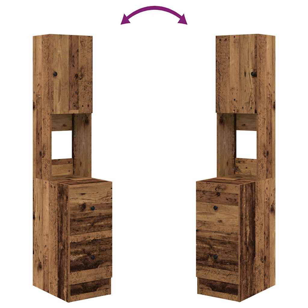 Küchenbuffet mit Schubladen mit Regal Altholz 32 x 50 x 180 cm