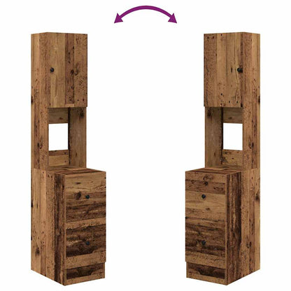 Küchenbuffet mit Schubladen mit Regal Altholz 32 x 50 x 180 cm