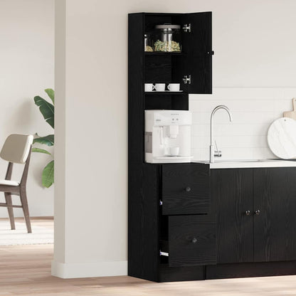 Küchenbuffet mit Regal Schwarz Eichen-Optik 32 x 50 x 180 cm