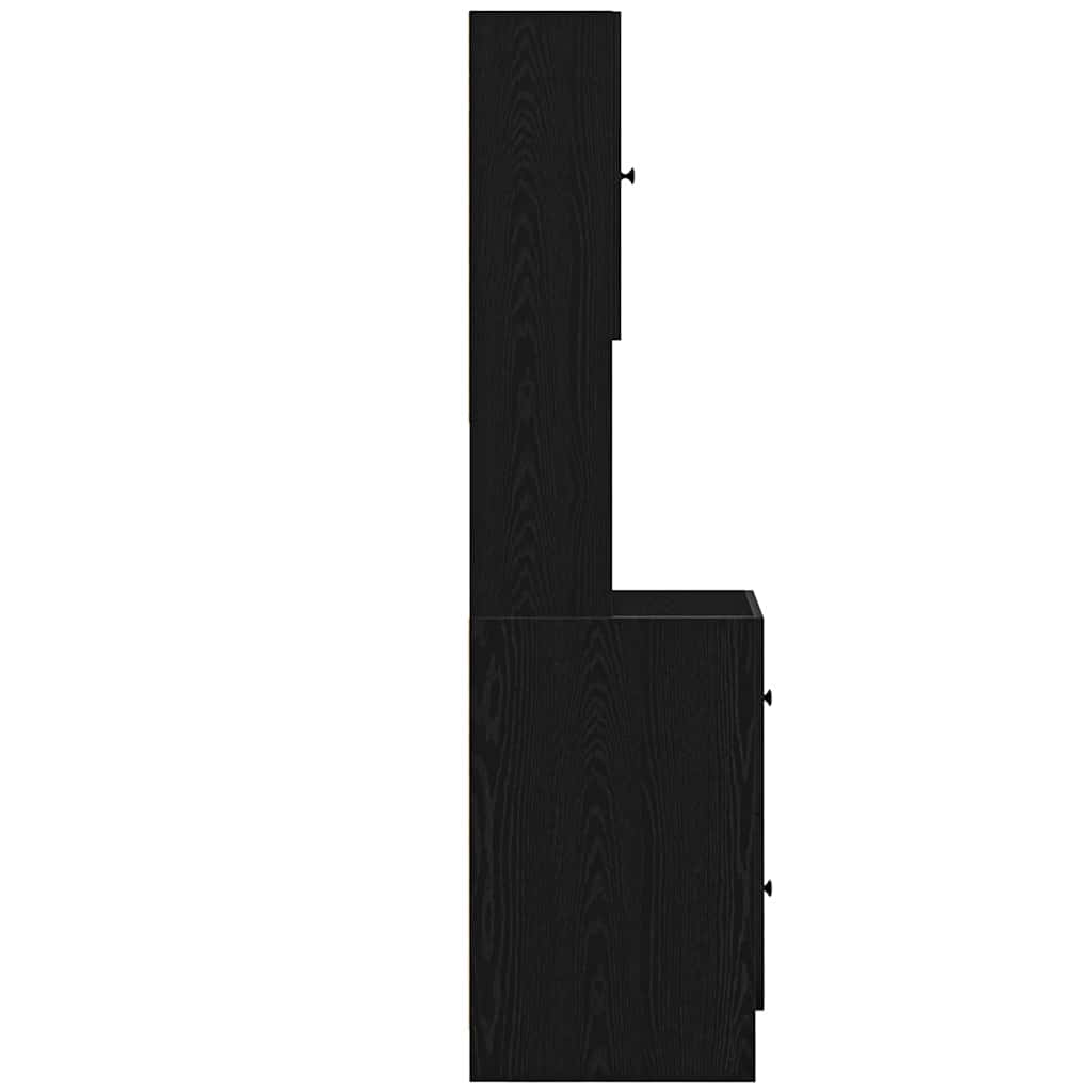 Küchenschrank mit Regal Schwarz Eichen-Optik 35 x 50 x 180 cm