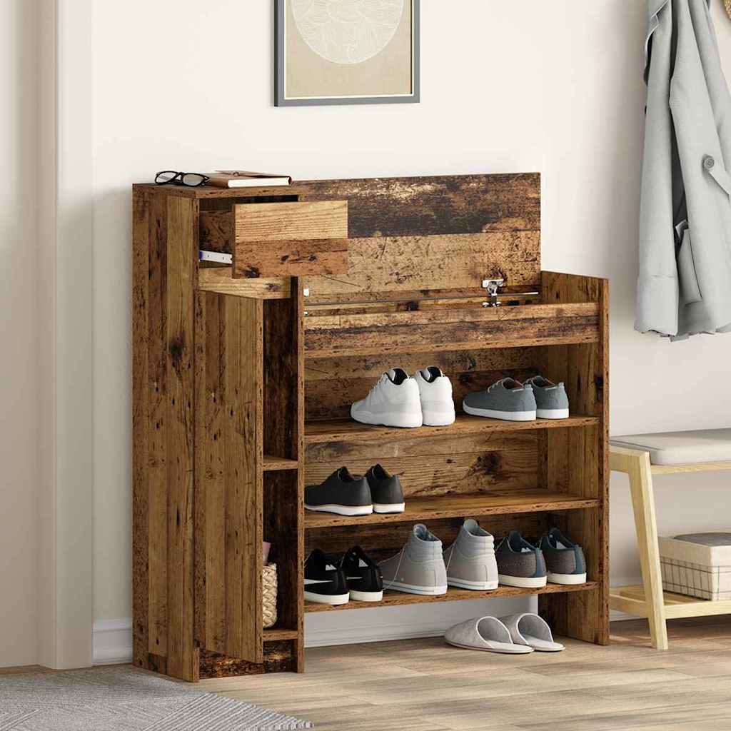 Schuhschrank mit Tür Altholz 100,5 x 28 x 100 cm Holzwerkstoff