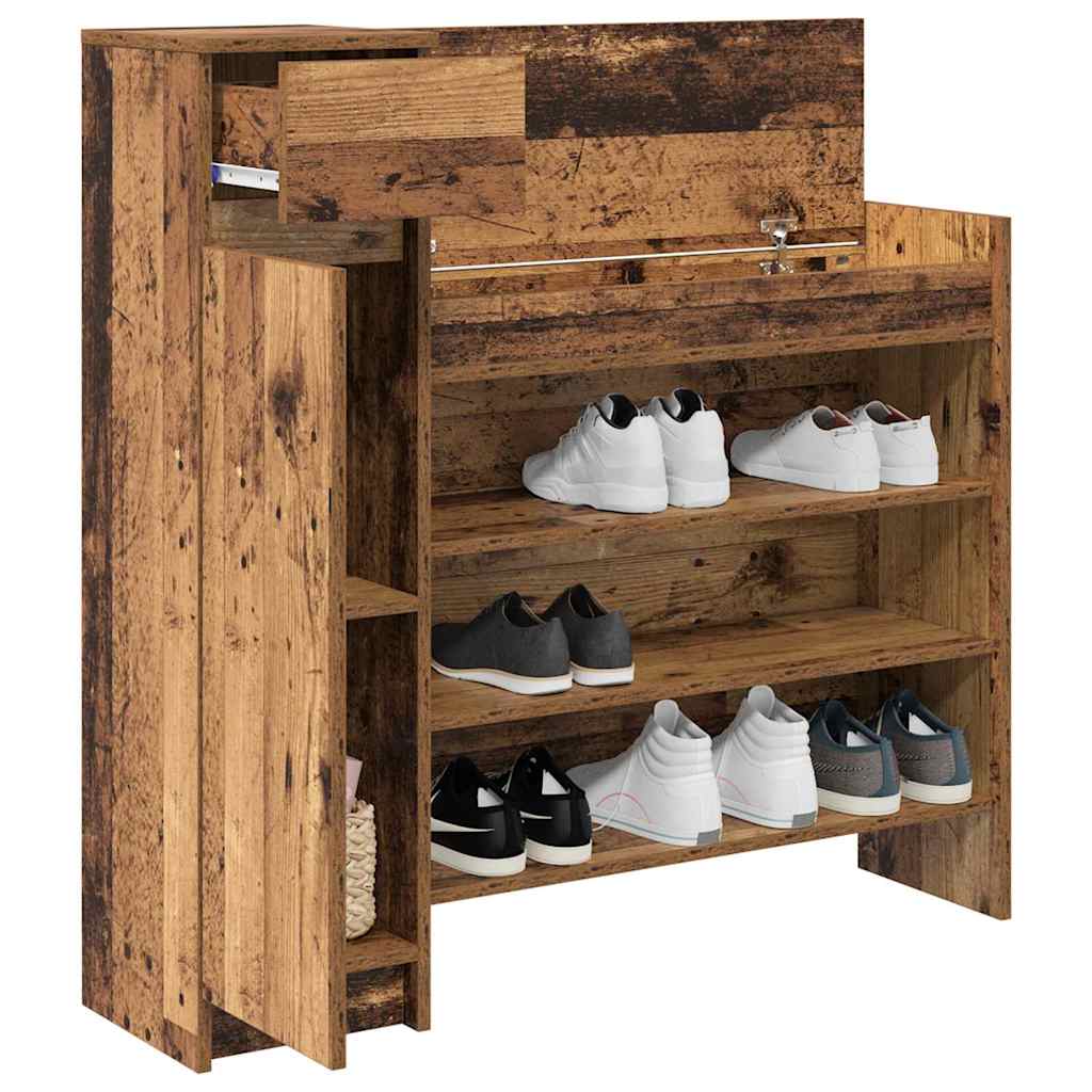 Schuhschrank mit Tür Altholz 100,5 x 28 x 100 cm Holzwerkstoff