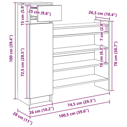 Schuhschrank 100,5 x 28 x 100 cm Holzwerkstoff