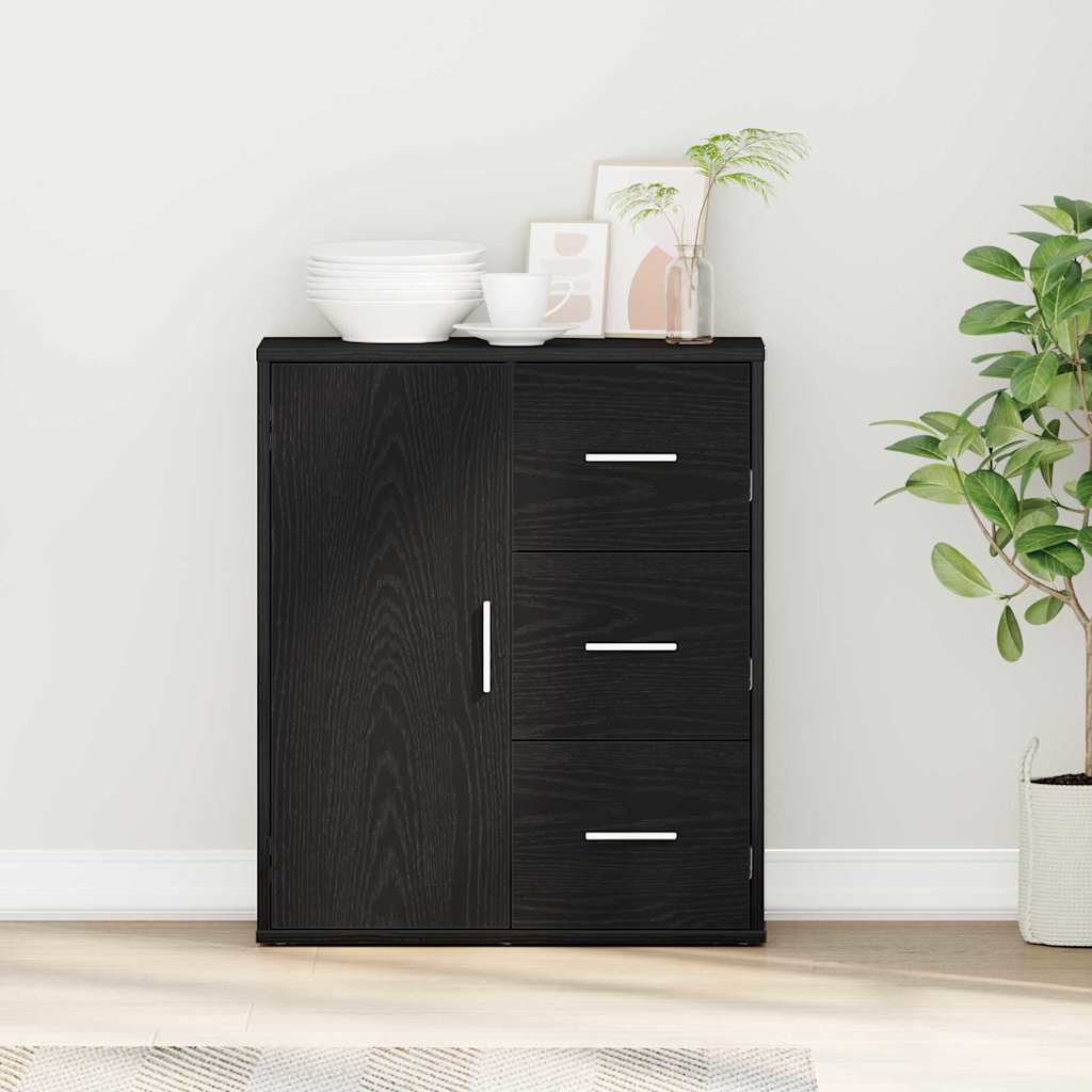 Sideboard Schwarz Eichen-Optik 60 x 31 x 70 cm Holzwerkstoff
