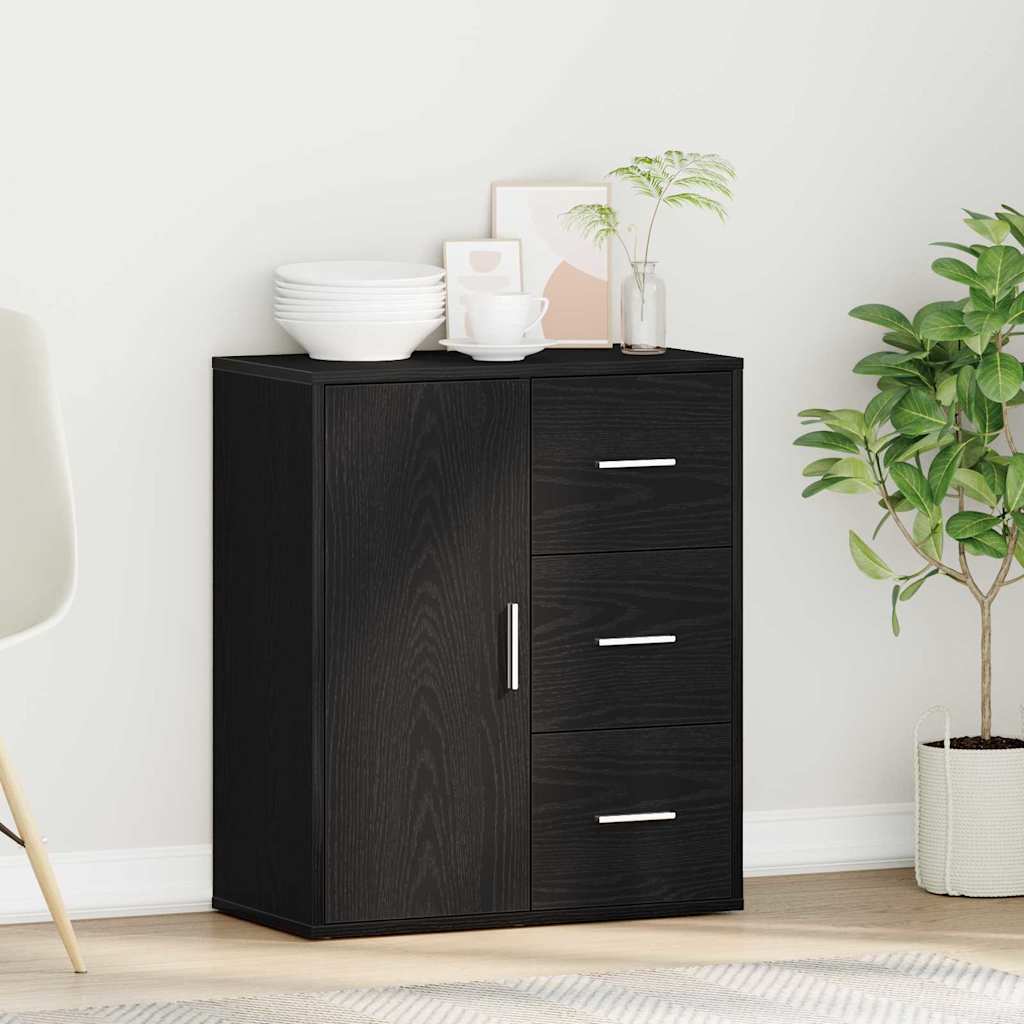 Sideboard Schwarz Eichen-Optik 60 x 31 x 70 cm Holzwerkstoff