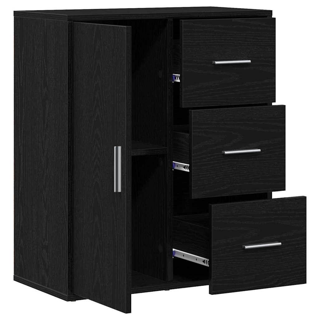 Sideboard Schwarz Eichen-Optik 60 x 31 x 70 cm Holzwerkstoff