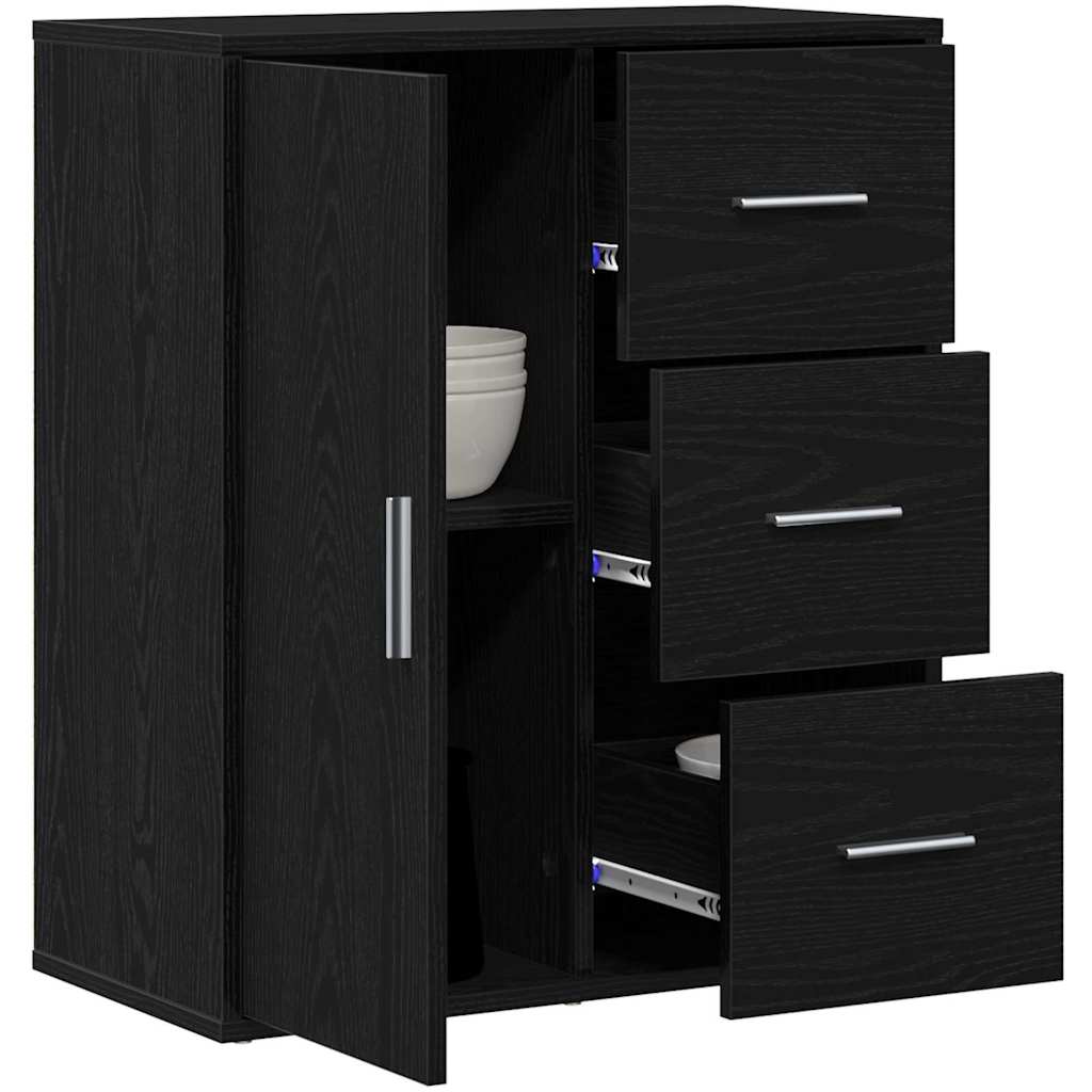 Sideboard Schwarz Eichen-Optik 60 x 31 x 70 cm Holzwerkstoff