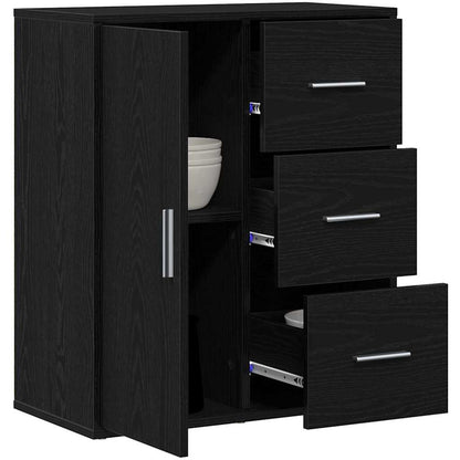 Sideboard Schwarz Eichen-Optik 60 x 31 x 70 cm Holzwerkstoff
