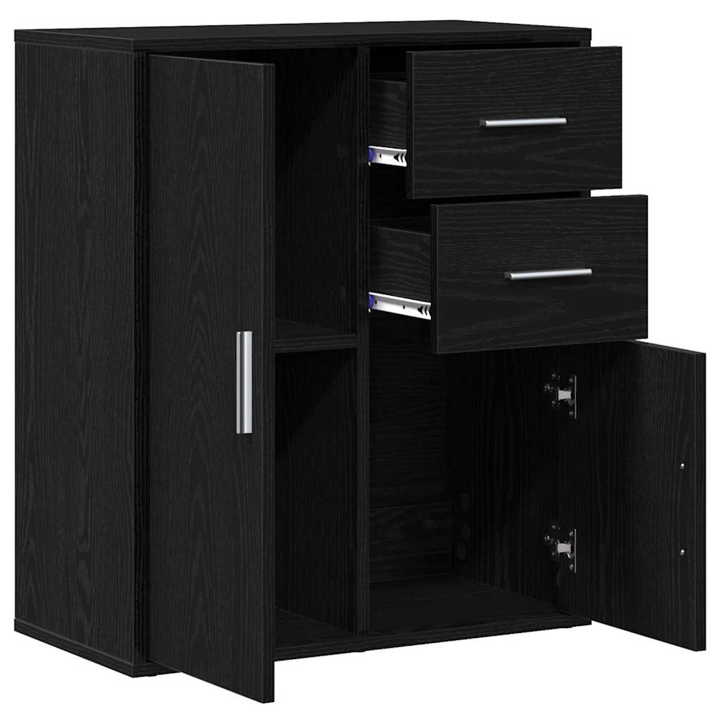 Sideboard Schwarz Eichen-Optik 60 x 31 x 70 cm Holzwerkstoff