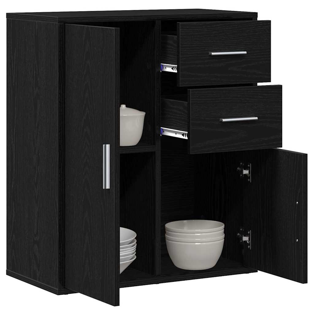 Sideboard Schwarz Eichen-Optik 60 x 31 x 70 cm Holzwerkstoff