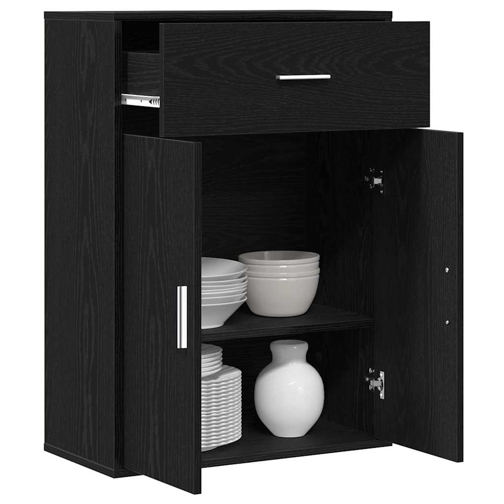 Sideboard Schwarz Eichen-Optik 60 x 30 x 84 cm Holzwerkstoff