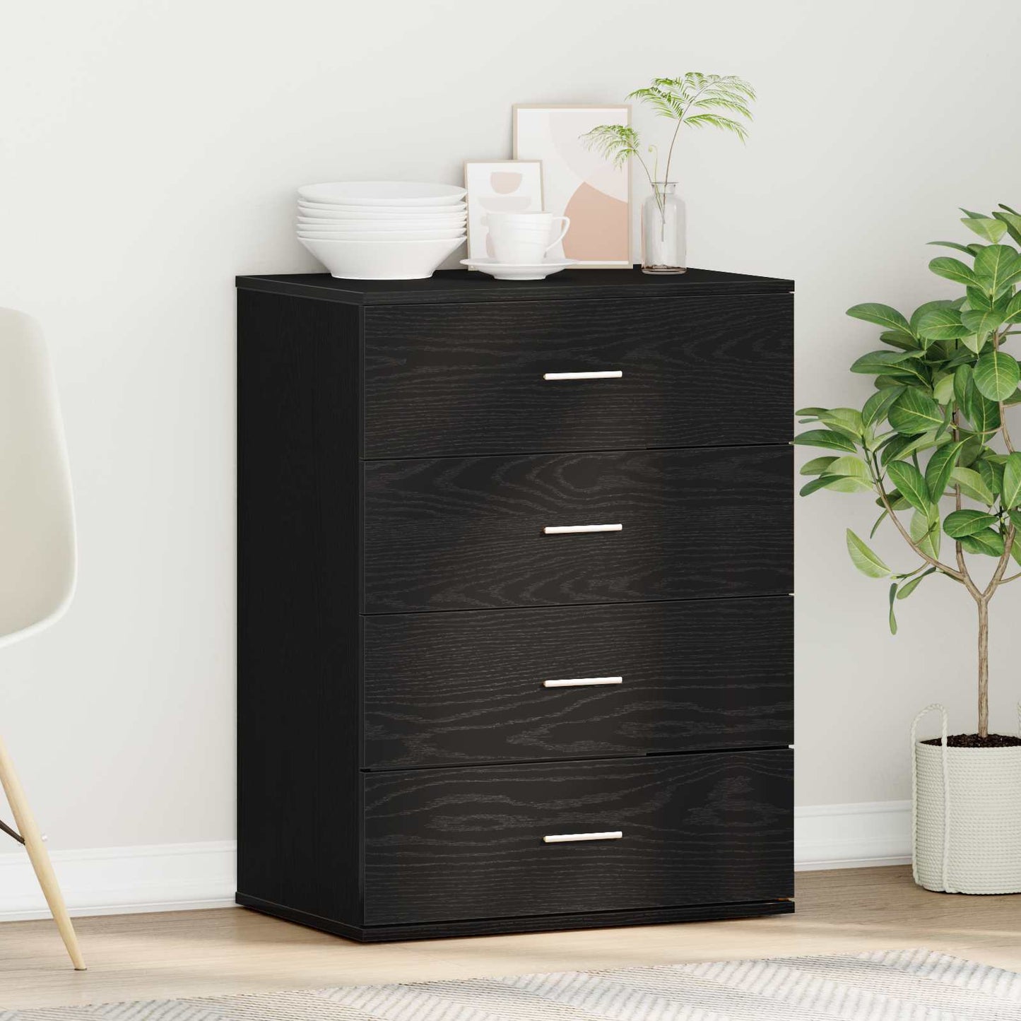 Sideboard Schwarz Eichen-Optik 60 x 39 x 80 cm Holzwerkstoff