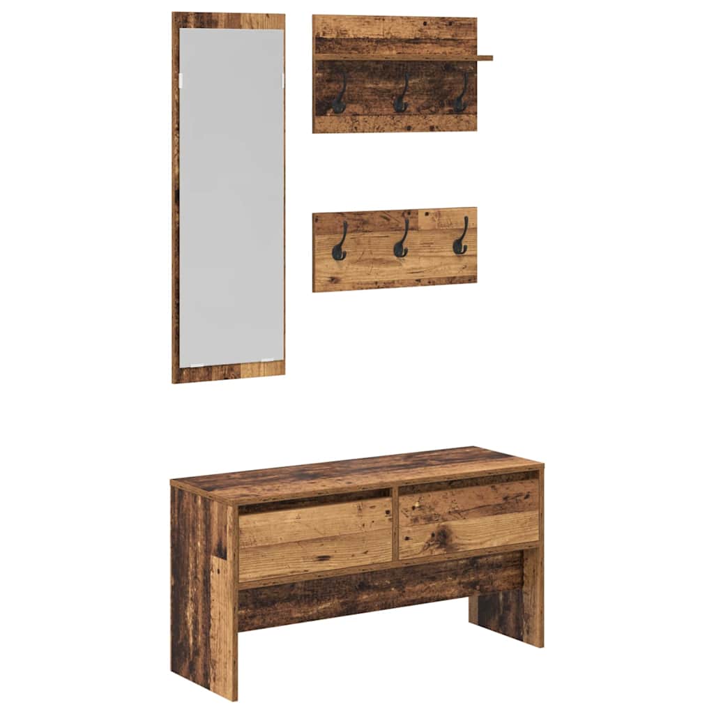 Flurmöbel-Set 4 Stk. Altholz 90 x 31 x 46,5 cm Holzwerkstoff