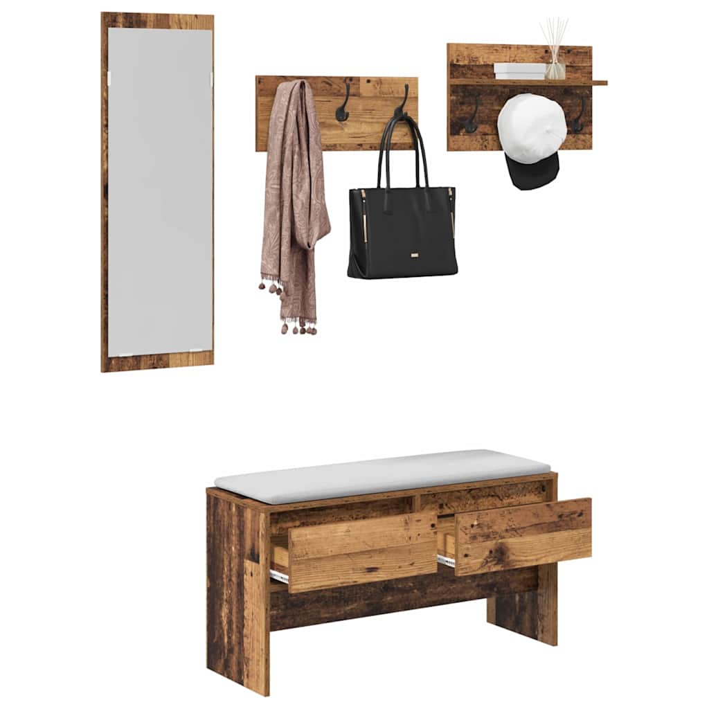Flurmöbel-Set 4 Stk. Altholz 90 x 31 x 46,5 cm Holzwerkstoff