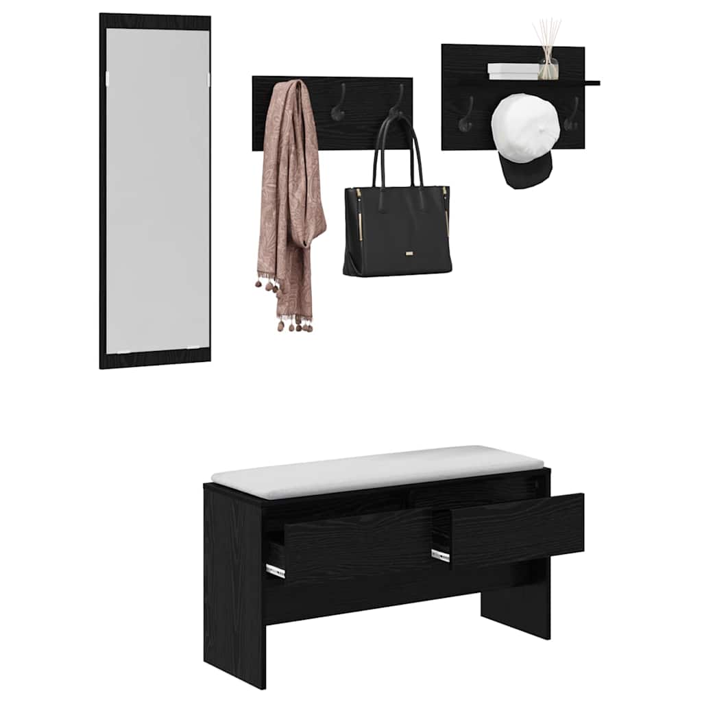 Flurmöbel-Set 4 stk. Schwarz Eichen-Optik 90 x 31 x 46,5 cm