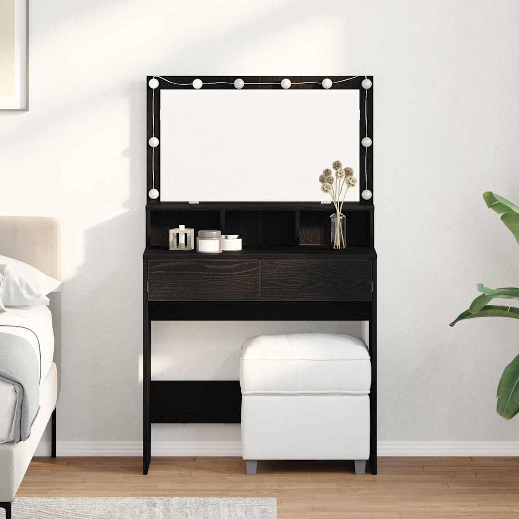 Schminktisch Schwarz Eichen-Optik 80 x 41 x 134,5 cm