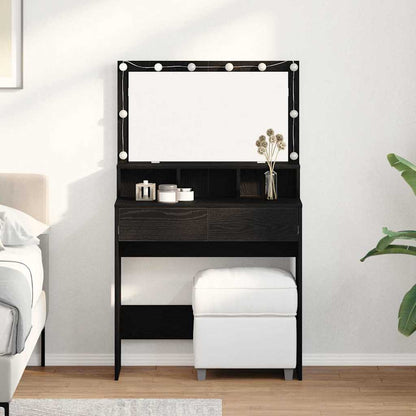 Schminktisch Schwarz Eichen-Optik 80 x 41 x 134,5 cm