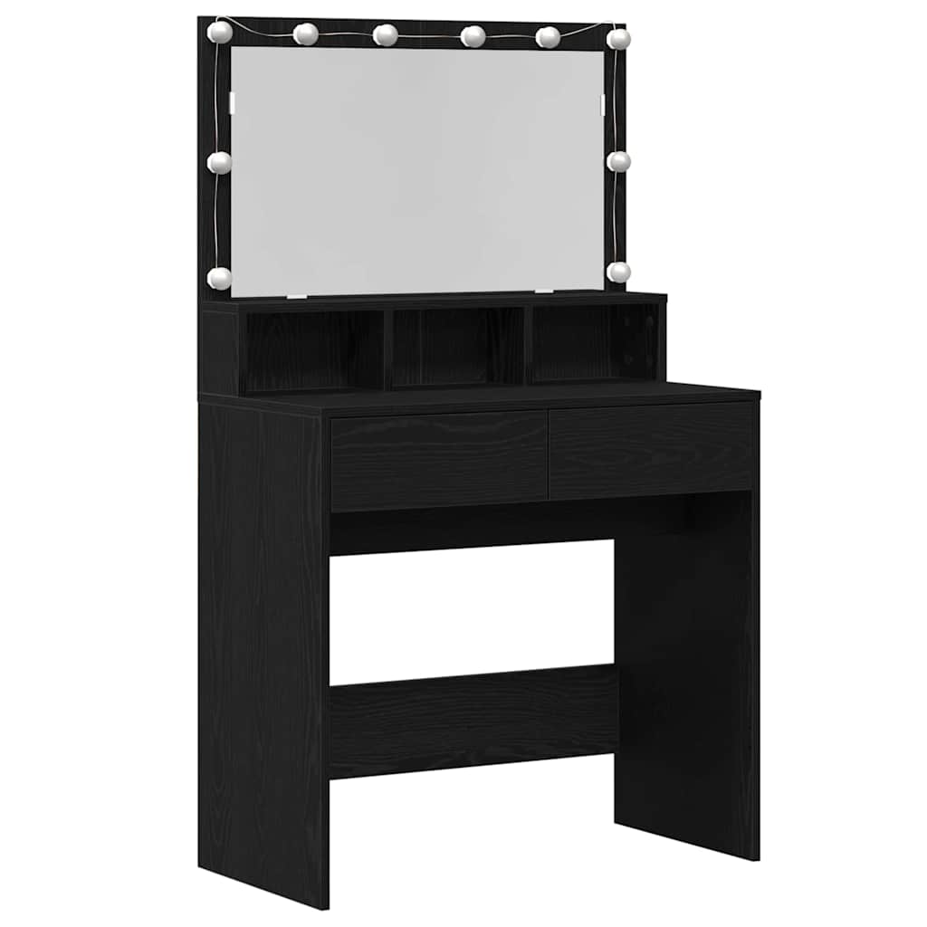 Schminktisch Schwarz Eichen-Optik 80 x 41 x 134,5 cm