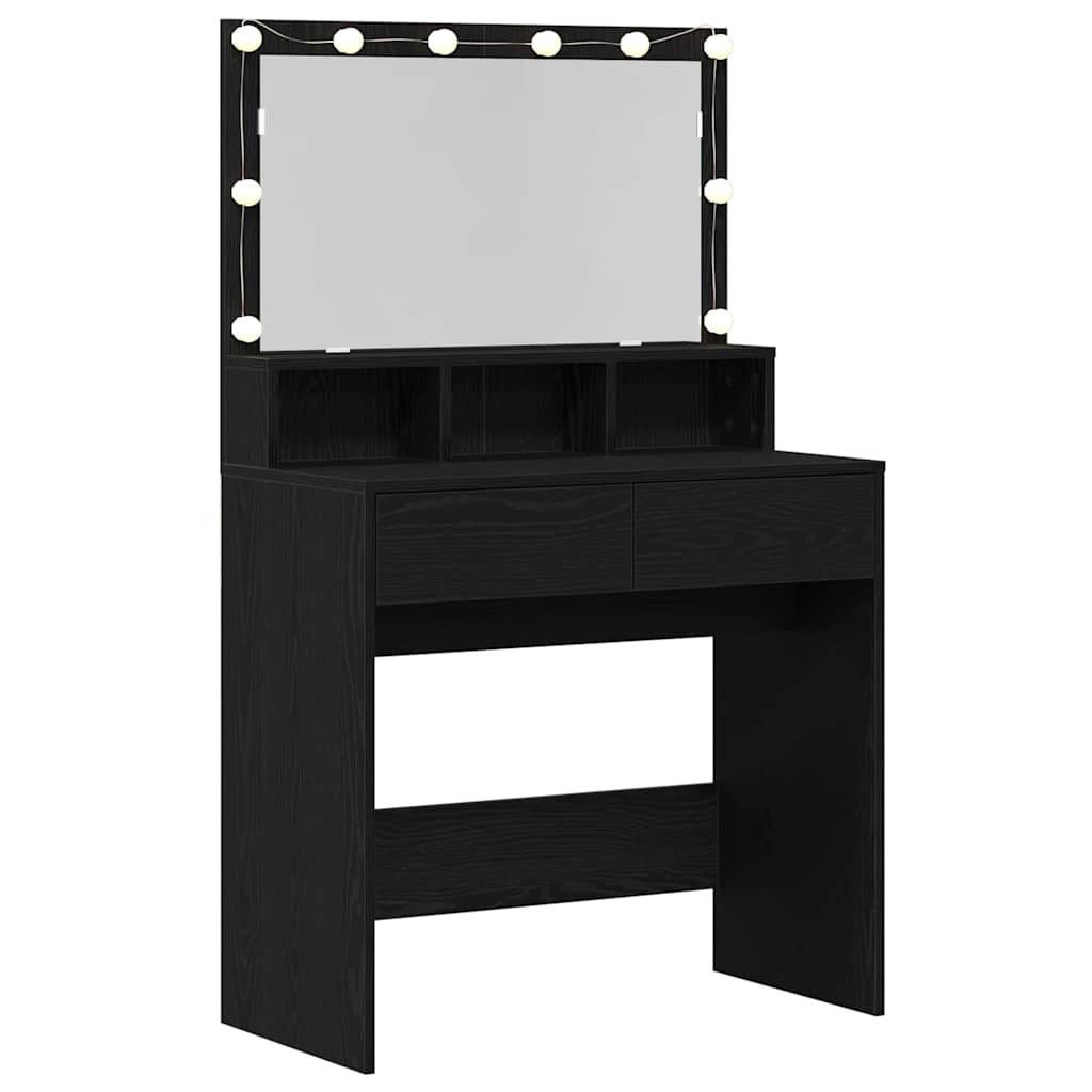Schminktisch Schwarz Eichen-Optik 80 x 41 x 134,5 cm