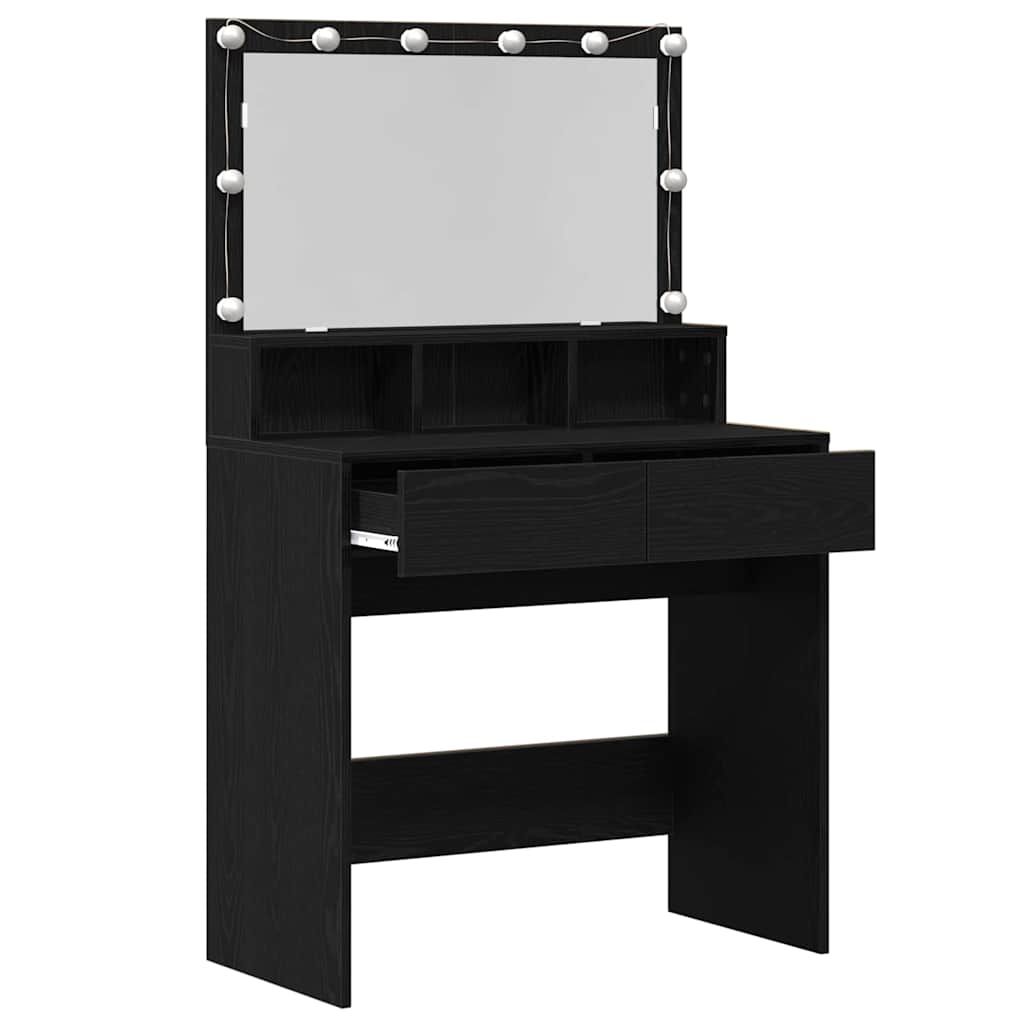 Schminktisch Schwarz Eichen-Optik 80 x 41 x 134,5 cm