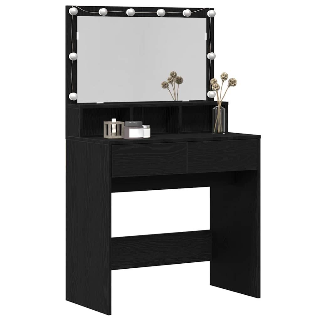 Schminktisch Schwarz Eichen-Optik 80 x 41 x 134,5 cm