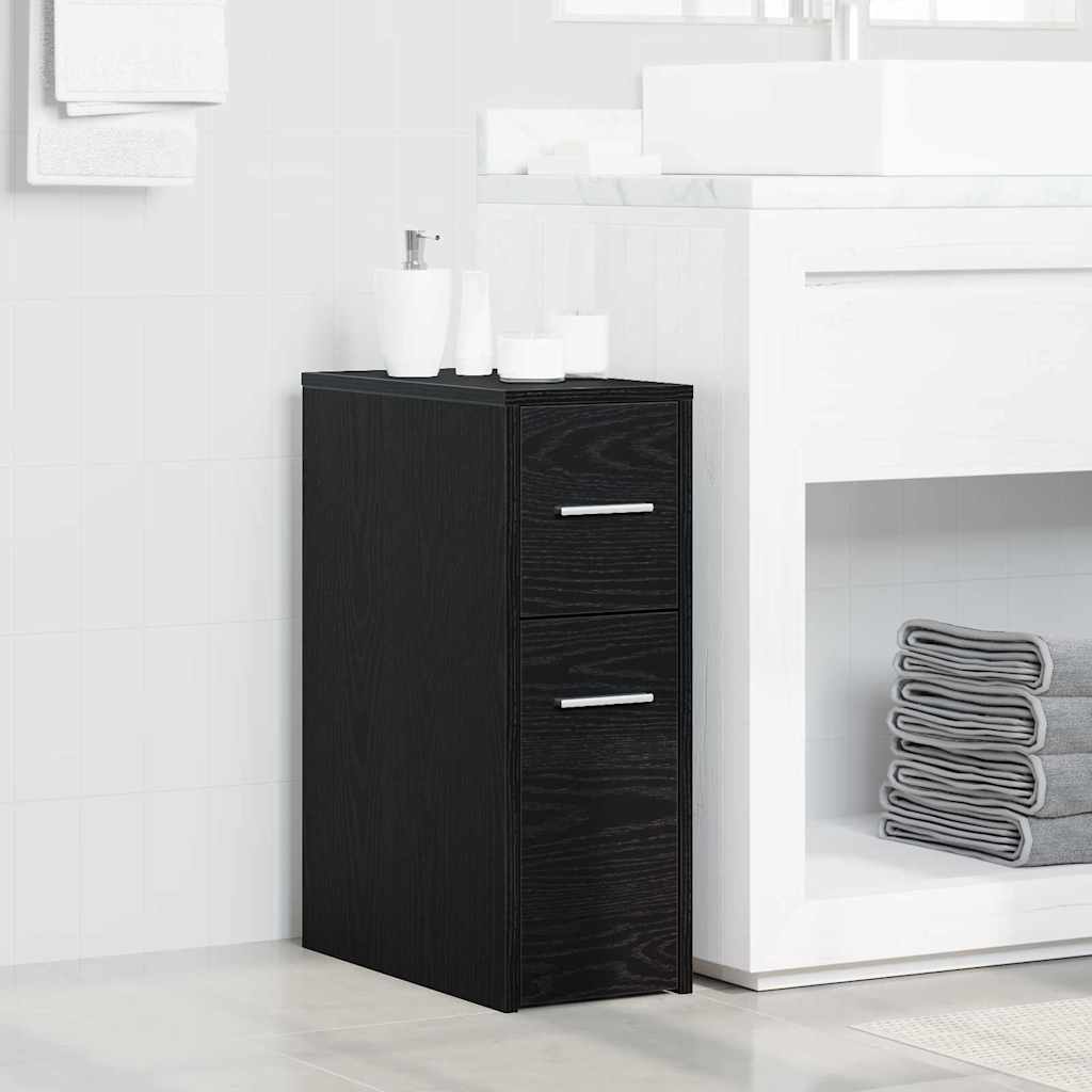 Schlanker Badezimmer-Schrank Schwarze Eiche 22 x 44 x 61,5 cm